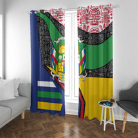 Central African Republic Window Curtain with Multicolor Tribal Design and National Emblem - Wonder Print Shop