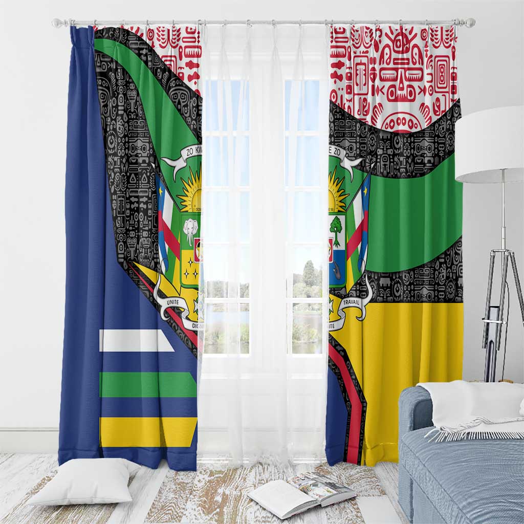 Central African Republic Window Curtain with Multicolor Tribal Design and National Emblem - Wonder Print Shop