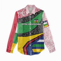 Central African Republic Women Casual Shirt with Multicolor Tribal Design and National Emblem - Wonder Print Shop