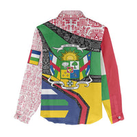 Central African Republic Women Casual Shirt with Multicolor Tribal Design and National Emblem - Wonder Print Shop