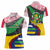 Central African Republic Women Polo Shirt with Multicolor Tribal Design and National Emblem - Wonder Print Shop