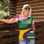 Central African Republic Women Polo Shirt with Multicolor Tribal Design and National Emblem - Wonder Print Shop