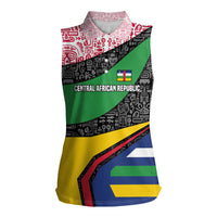 Central African Republic Women Sleeveless Polo Shirt with Multicolor Tribal Design and National Emblem - Wonder Print Shop