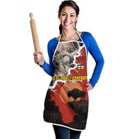 Central African Republic Apron with Red Black Nature Design and Buffalo Pattern - Wonder Print Shop