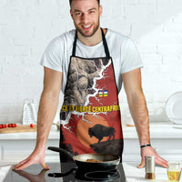 Central African Republic Apron with Red Black Nature Design and Buffalo Pattern - Wonder Print Shop