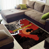 Central African Republic Area Rug with Red Black Nature Design and Buffalo Pattern - Wonder Print Shop