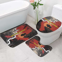 Central African Republic Bathroom Set with Red Black Nature Design and Buffalo Pattern - Wonder Print Shop
