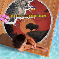 Central African Republic Beach Blanket with Red Black Nature Design and Buffalo Pattern - Wonder Print Shop
