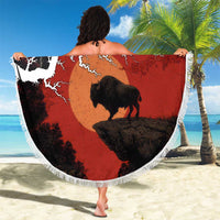 Central African Republic Beach Blanket with Red Black Nature Design and Buffalo Pattern - Wonder Print Shop
