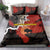 Central African Republic Bedding Set with Red Black Nature Design and Buffalo Pattern - Wonder Print Shop