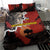 Central African Republic Bedding Set with Red Black Nature Design and Buffalo Pattern - Wonder Print Shop
