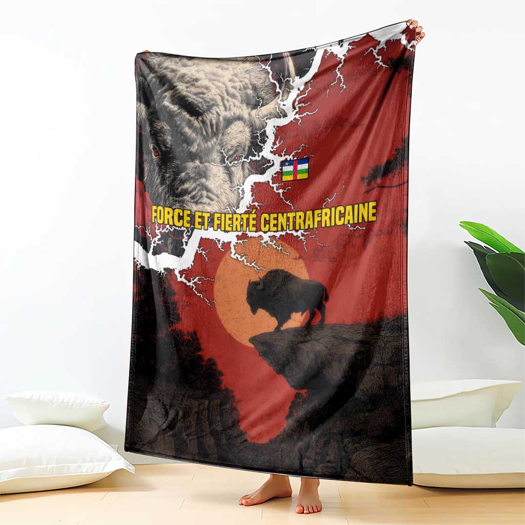 Central African Republic Blanket with Red Black Nature Design and Buffalo Pattern - Wonder Print Shop