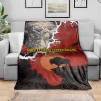 Central African Republic Blanket with Red Black Nature Design and Buffalo Pattern - Wonder Print Shop