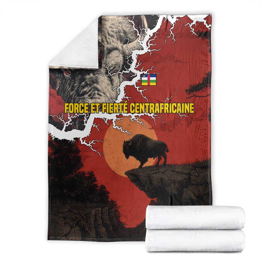 Central African Republic Blanket with Red Black Nature Design and Buffalo Pattern - Wonder Print Shop