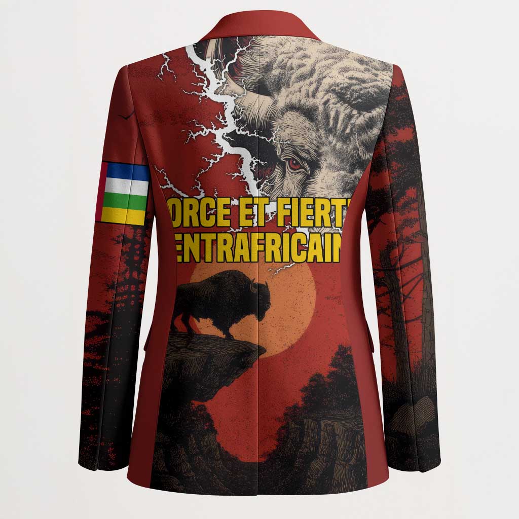 Central African Republic Blazer with Red Black Nature Design and Buffalo Pattern - Wonder Print Shop