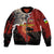 Central African Republic Bomber Jacket with Red Black Nature Design and Buffalo Pattern - Wonder Print Shop