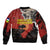 Central African Republic Bomber Jacket with Red Black Nature Design and Buffalo Pattern - Wonder Print Shop