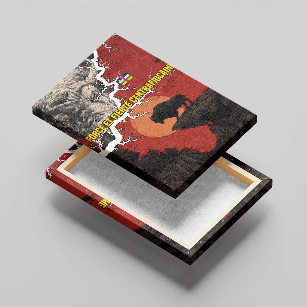 Central African Republic Canvas Wall Art with Red Black Nature Design and Buffalo Pattern - Wonder Print Shop