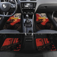 Central African Republic Car Mats with Red Black Nature Design and Buffalo Pattern - Wonder Print Shop