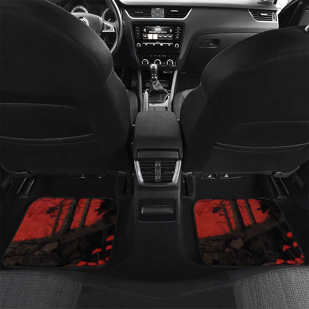 Central African Republic Car Mats with Red Black Nature Design and Buffalo Pattern - Wonder Print Shop