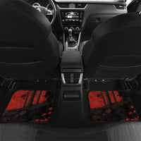 Central African Republic Car Mats with Red Black Nature Design and Buffalo Pattern - Wonder Print Shop