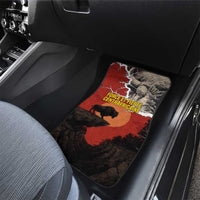 Central African Republic Car Mats with Red Black Nature Design and Buffalo Pattern - Wonder Print Shop