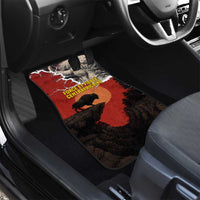 Central African Republic Car Mats with Red Black Nature Design and Buffalo Pattern - Wonder Print Shop