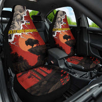 Central African Republic Car Seat Cover with Red Black Nature Design and Buffalo Pattern - Wonder Print Shop