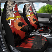 Central African Republic Car Seat Cover with Red Black Nature Design and Buffalo Pattern - Wonder Print Shop