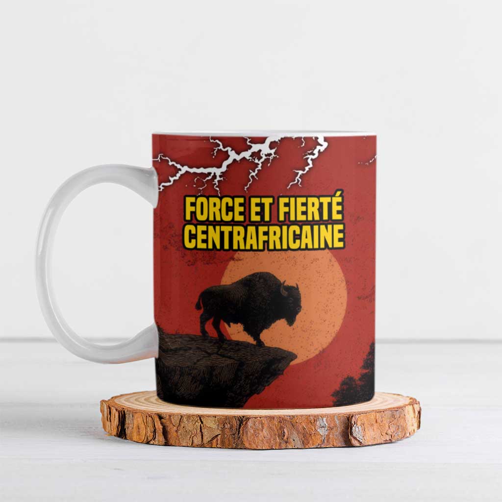 Central African Republic Ceramic Mug with Red Black Nature Design and Buffalo Pattern - Wonder Print Shop