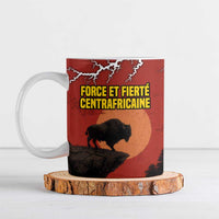 Central African Republic Ceramic Mug with Red Black Nature Design and Buffalo Pattern - Wonder Print Shop