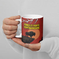 Central African Republic Ceramic Mug with Red Black Nature Design and Buffalo Pattern - Wonder Print Shop