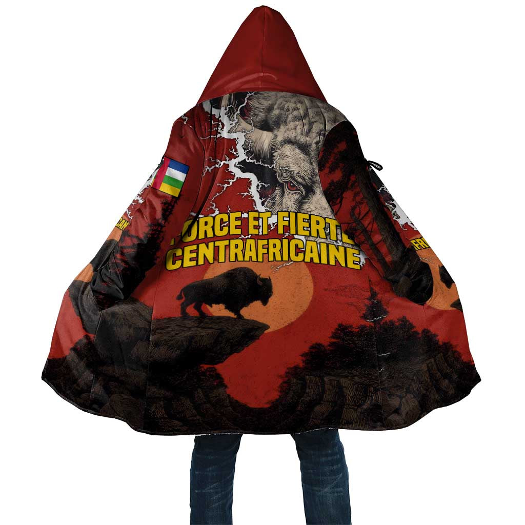 Central African Republic Cloak with Red Black Nature Design and Buffalo Pattern - Wonder Print Shop