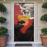 Central African Republic Door Cover with Red Black Nature Design and Buffalo Pattern - Wonder Print Shop