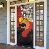 Central African Republic Door Cover with Red Black Nature Design and Buffalo Pattern - Wonder Print Shop