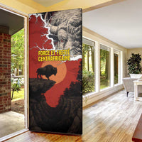 Central African Republic Door Cover with Red Black Nature Design and Buffalo Pattern - Wonder Print Shop