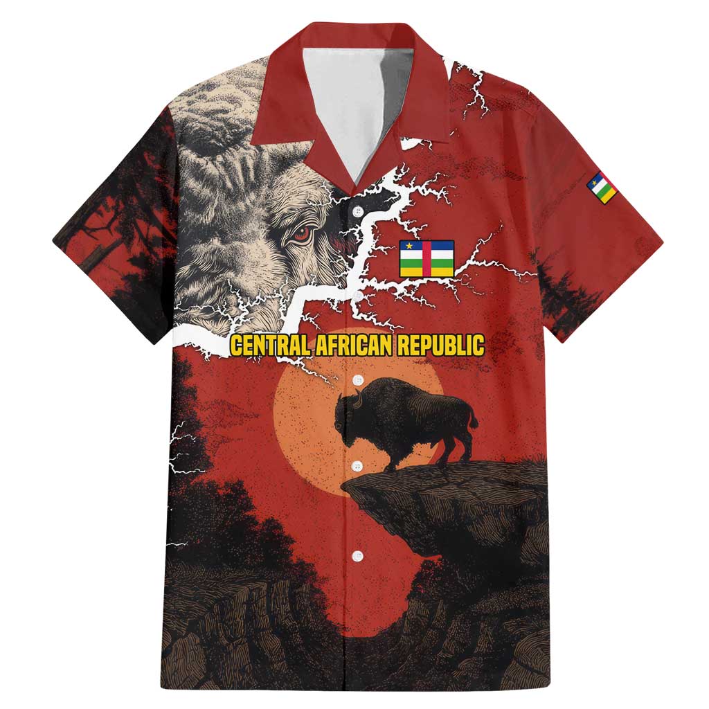 Central African Republic Family Matching Mermaid Dress and Hawaiian Shirt with Red Black Nature Design and Buffalo Pattern - Wonder Print Shop