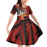 Central African Republic Family Matching Off Shoulder Short Dress and Hawaiian Shirt with Red Black Nature Design and Buffalo Pattern - Wonder Print Shop