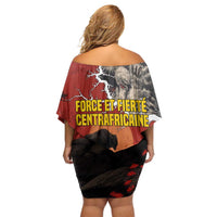 Central African Republic Family Matching Off Shoulder Short Dress and Hawaiian Shirt with Red Black Nature Design and Buffalo Pattern - Wonder Print Shop
