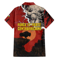 Central African Republic Family Matching Puletasi and Hawaiian Shirt with Red Black Nature Design and Buffalo Pattern - Wonder Print Shop