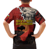 Central African Republic Family Matching Short Sleeve Bodycon Dress and Hawaiian Shirt with Red Black Nature Design and Buffalo Pattern - Wonder Print Shop
