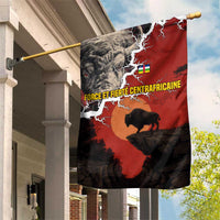 Central African Republic Garden Flag with Red Black Nature Design and Buffalo Pattern - Wonder Print Shop