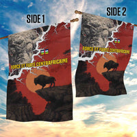 Central African Republic Garden Flag with Red Black Nature Design and Buffalo Pattern - Wonder Print Shop