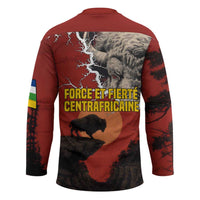Central African Republic Hockey Jersey with Red Black Nature Design and Buffalo Pattern - Wonder Print Shop