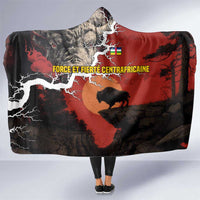 Central African Republic Hooded Blanket with Red Black Nature Design and Buffalo Pattern - Wonder Print Shop