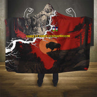 Central African Republic Hooded Blanket with Red Black Nature Design and Buffalo Pattern - Wonder Print Shop