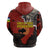 Central African Republic Hoodie with Red Black Nature Design and Buffalo Pattern - Wonder Print Shop
