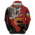 Central African Republic Hoodie with Red Black Nature Design and Buffalo Pattern - Wonder Print Shop