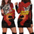 Central African Republic Hoodie Dress with Red Black Nature Design and Buffalo Pattern - Wonder Print Shop