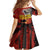 Central African Republic Kid Short Sleeve Dress with Red Black Nature Design and Buffalo Pattern - Wonder Print Shop